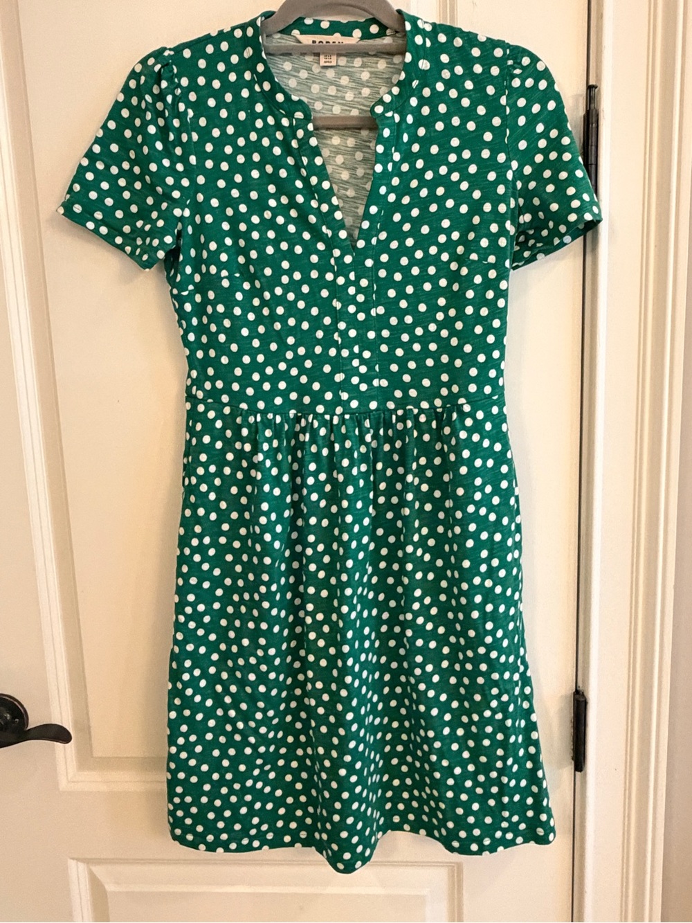 Boden Green Polka Dot Fit & Flare Dress Size 4 - Picture 2 of 9
